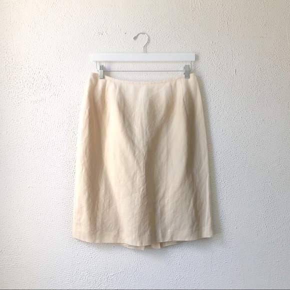 Vintage Kasper Cream Linen Pencil Skirt Size 12P - Picture 1 of 7